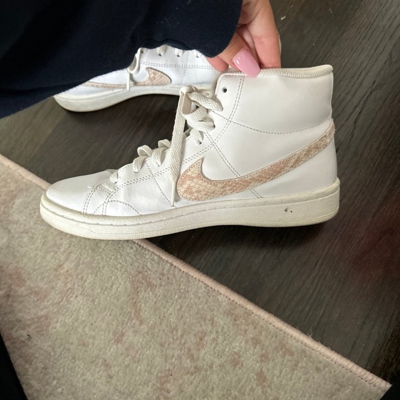 Lightly worn Nike high top sneakers. It has tan snakeskin pattern on it. - Picture 3 of 3